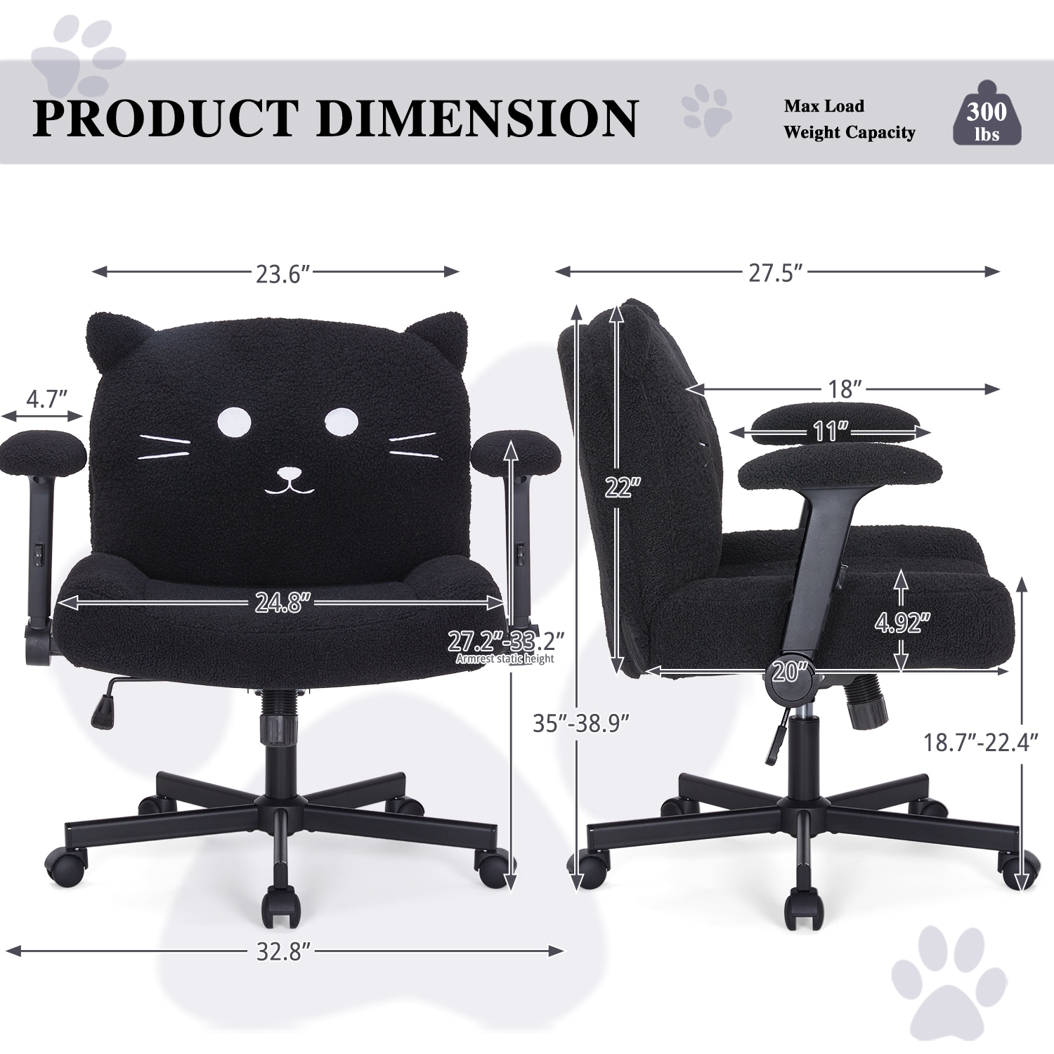 Cross Legged Office Chair With Wheels, Adjustable Wide Desk Seat_voghion.com